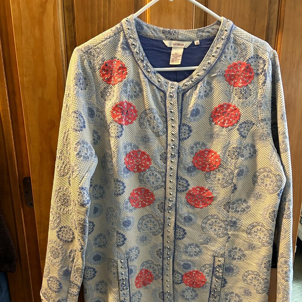 Sundance NWOT Blue Flowered Jacket